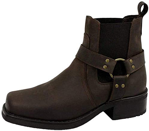 Herren Cowboy/Biker TERMINATER Stiefel Gringos Harley Leder, Braun - dunkelbraun - Größe: 10