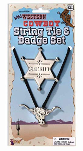 Bristol Novelty BA1386 Cowboy-Krawatte und Abzeichen | für Herren | Grau Zubehör, Silber