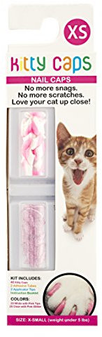 Kitty Caps Nail Caps for Cats | Safe, Stylish & Humane Alternative to Declawing | Covers Cat Claws, Stops Snags and Scratches, Assorted Colors, X-Small (Under 5 lbs), Clear