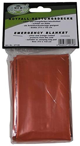 MFH Beschichtete Notfall Rettungsdecke (213 x 132 cm/Silber/Orange)