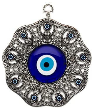 Remi Bijou Wanddeko Wandschmuck Deko - Böser Blick Nazar Boncuk Evil Eye - Rund - Schleife - Glücksbringer blaues Auge