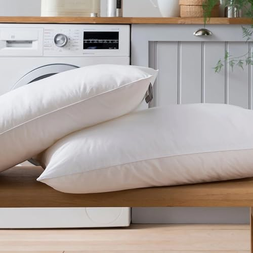 The Fine Bedding Company - Spundown Pillow - Soft Touch 100% Cotton Cover - Machine Washable - Hypoallergenic (Medium 1 Pack)