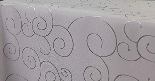First-Tex Ornament Damast Tischdecke eckig 135x180 Silber*