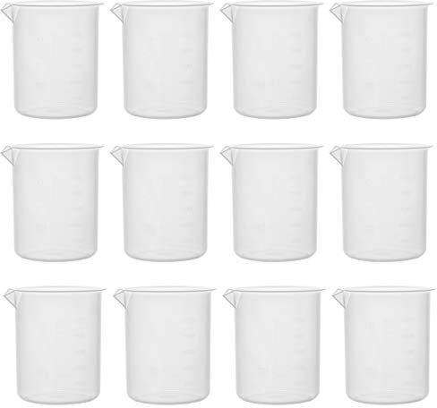 Eisco Labs 12-Pack Polypropylene Plastic Beaker - 500ml | Raised Graduations Every 20ml | Easy Pouring Tapered Spout | Microwavable & Autoclavable with Superior Chemical Durability