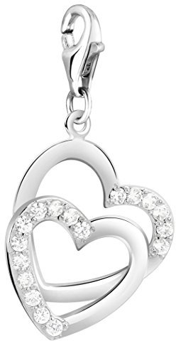 Nenalina Herz Karabiner Charm Anhänger für Bettelarmband aus 925 Sterling Silber 712086-019