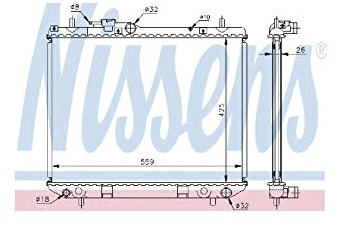 NISSENS Kühler Motorkühlung Kühler Wasserkühler Motorkühler Netzbreite 558mm Netzlänge 425mm Netztiefe 26mm 61742A