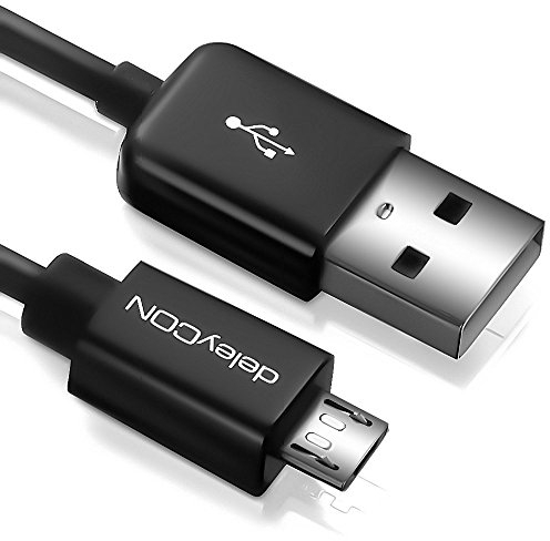 deleyCON 1,5m Micro USB Ladekabel Datenkabel Kompatibel für Android Handys Smartphones Tablets MP3 Player Kameras uvm. - Schwarz