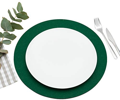 FILU Platzsets aus Filz 4er-Pack Tannengrün rund (Farbe und Form wählbar) 35 cm Durchmesser