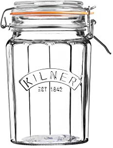 Kilner Facetten-Glas mit Bügelverschluss, 950 ml, Retro-Optik, Inhalt behält sein Aroma und bleibt lange frisch, Glasbehälter mit Deckel für Selbstgemachtes, auch ideal als Meal Prep Glas