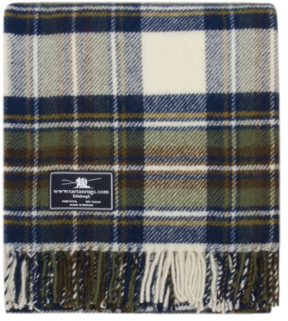 Tweedmill Textiles Muted Blue Stewart Tartan Premium Wolle Reiseteppich
