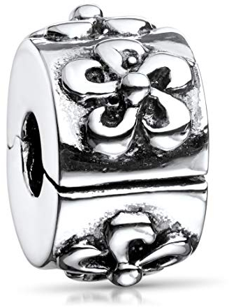 MATERIA Schmuck Stopper Bead antik Element - 925 Silber Stopper Clip mit Wirbel Motiven für Beads Armbänder mit Gewinde #721