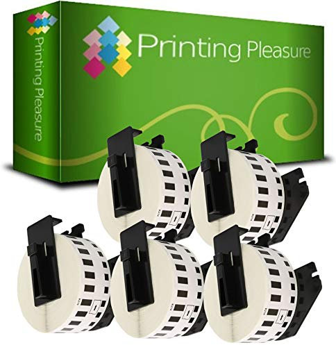 5 x DK22214 Endlos-Etiketten kompatibel für Brother P-Touch QL-500 QL-550 QL-570 QL-700 QL-720NW QL-800 QL-810W QL-820NWB QL-1050 QL-1100 QL-1110NWB | 12mm x 30.48m | Thermopapier mit Kunststoffhalter