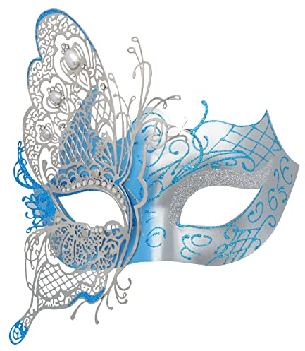 Mysteriöse venezianische Schmetterlings-Maske für Damen, geignet für Halloween, Karneval und Maskenbälle blau