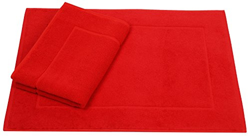 Betz Badvorleger Premium 2 Stück 50×70 cm – Badematte aus 100% Baumwolle (ca. 650 g/m²), saugstark & pflegeleicht, waschbar bis 60 °C, trocknergeeignet – beidseitig nutzbar Farbe rot