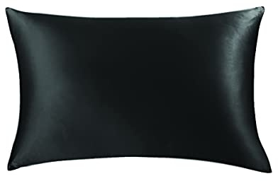 Jasmine Silk 100% 19 Momme Mulberry Charmeuse Silk Pillowcase for Hair and Skin 50 cm x 75 cm Envelope Closure - RRP £35 (Black)