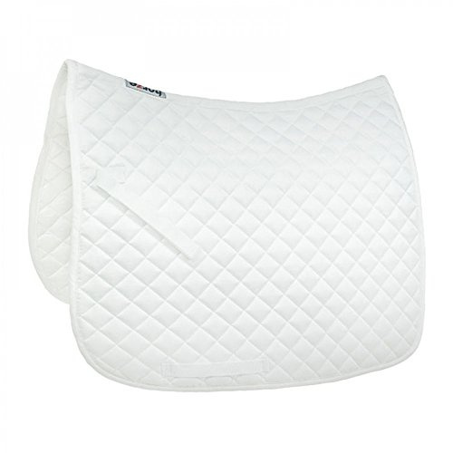 HORZE Prinze Soft Quilted Padded Lightweight Dressage Saddle Pad for Horses - White/White - Horse