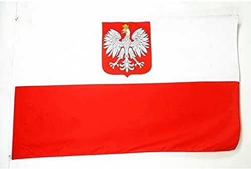 AZ FLAG - Bandera Polonia Con Aguila - 90x60 cm - Bandera Polaca Con Armas 100% Poliéster Con Ojales de Metal integrados - 50g - Colores Vivos Y Resistente A La Decoloración