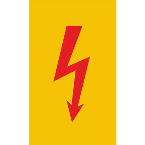 Indigos UG Aufkleber Warnschild Spannungszeichen (Roter Blitz), 7,4 cm x 14,8 cm - selbstklebender Sicherheits Aufkleber für Tür oder Wand - Warnschild für Gebäude, Hotel, Büro, Firma, Haus, Praxis