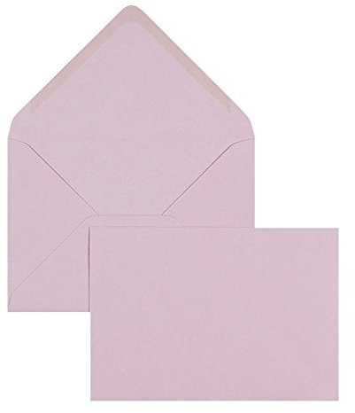 100 Stück, Farbige Briefumschläge, DIN B6, Nassklebung, Spitze Klappe, 100 g/qm Offset, Ohne Fenster, Violett (Flieder), Blanke Briefhüllen