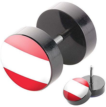 Piercingfaktor Fake Plug Piercing mit Länder Motiv Österreich - 10mm