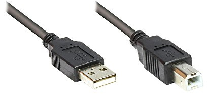 Kabelmeister® Anschlusskabel USB 2.0 Stecker A an Stecker B, Schwarz, 1,8m