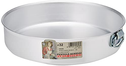 Pentole Agnelli Family Cooking Alluminio Tortiera Cilindrica con Anello, Argento, 32 cm