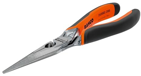 Bahco 2430 GC-160 IP Long-Chrome Plated Ergo Snipe Nose Pliers, Multi-Colour, 160 mm