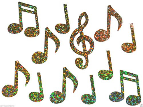 CrystalsRus Gold Music Notes Holographic Iron-On Bling Novelty DIY Party Tshirt Transfer Applique Patch