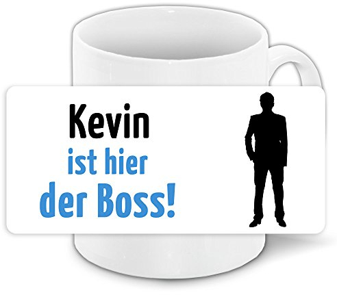 Tasse mit Motiv und Namen - Kevin ist der Boss - | Büro-Tasse | Lustiger Becher