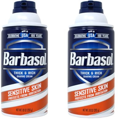 Barbasol Sensitive Skin Thick and Rich Shaving Cream, 10 Ounce Pack of 2