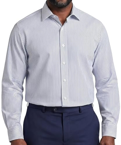Janeo British Apparel Men's Windsor Fine Stripe Formal Dress Shirt, Classic Regular Fit, Easy Care, Single & Double Cuff Options