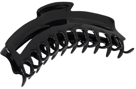 Parcelona French Bend Narrow Large Jumbo 6 Inch Black Cellulose Covered Spring Jaw Hair Claw Clip Clutcher Clamp by Parcelona
