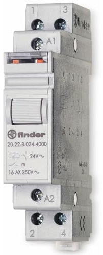 Finder Series 20 – Bipolar Switch, 2 Contacts Open 24 VDC AgSno2 Rail 35 mm