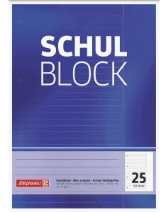 Brunnen 10 x Schulblock A4 liniert Lineatur 25 4-fach gelocht 50 Blatt