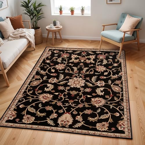 Livabliss Bekuri Oissy Vintage Rug, Boho – 120x160 cm, Black, Brown & Red