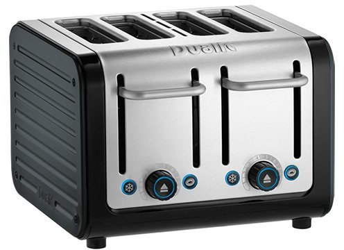 Dualit Architect 4 Slot Black Body with Metallic Charcoal Panel Toaster
