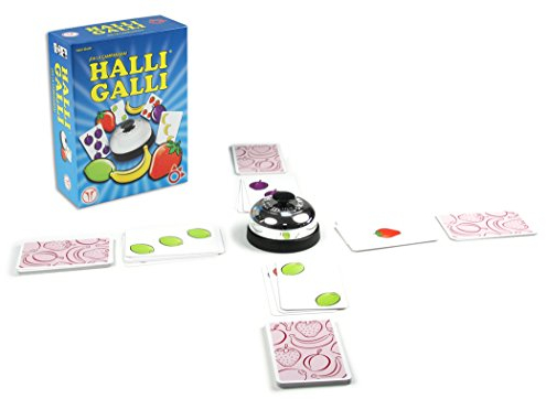 Merkur, Halli Galli, Action-Brettspiel mit Klingel, ideal für Partys, Familientreffen und Reisen, schnell, lustig und kompakt, für 2 bis 6 Spieler, Dauer 15 Minuten