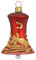 Jingle Bells Lauscha Christbaumschmuck Glocke rot matt mit Goldener Winterlandschaft 4 Stück per Box