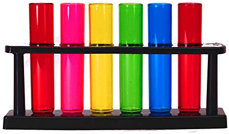 Reagenzgläser Schnapsgläser mit Halter im 6er Set - Chemie Likörglas Schnapsbecher Shooter