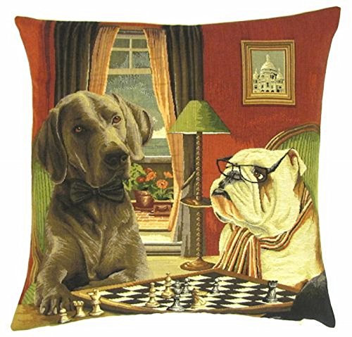 Gweny´s Haus Gobelin Kissen Hunde Schach