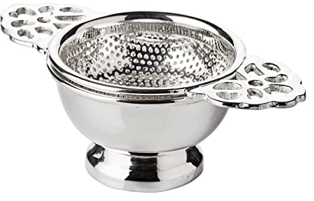 EDZARD Tea Strainer/Filter Assam, with Holder, Heavy Silver Plated, ø 2.5 in