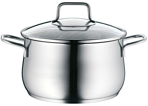WMF Brilliant Kochtopf groß 20cm, Glasdeckel, Fleischtopf Induktion 3,7l, Cromargan Edelstahl satiniert matt, unbeschichtet