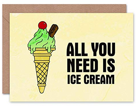 Wee Blue Coo ALL YOU NEED IS ICE CREAM CUTE COOL RETRO BLANK GREETINGS BIRTHDAY CARD