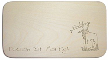 Frühstücksbrettchen « HIRSCH » mit persönlicher Wunschgravur - Brett Frühstücksbrett Frühstück Schneidebrett - Jagd Jäger Waidmann