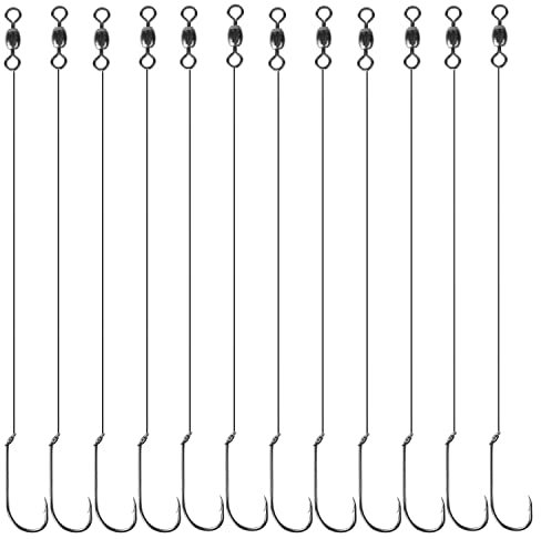 JSHANMEI Fishing Hook Wire Leader Rigs-12pcs Trace Wire Leader Rigs Nylon Coated Wire Line Baitholder Fishing Hooks Swivel Fishing Lure Bait Rigs Saltwater Freshwater Tackle(1#)