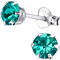EYS JEWELRY Damen Ohrstecker 925 Sterling Silber – 5 mm runde Zirkonia Kristalle in Zirkonblau – Klassische Silber Ohrringe für Frauen