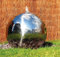 Primrose 50cm Silver Polished Stainless Steel Sphere Modern Water Feature Fountain LED Lights