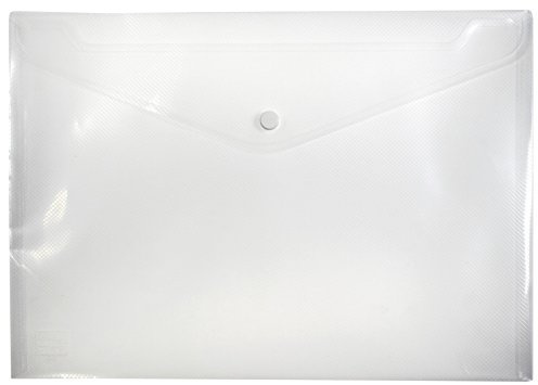 Dokumententasche A4 PP quer transparent natur mit Klappe Druckknopf 10 Stk | Reißfeste PP Folie, klare Übersicht, ideal zum Sammeln und Ordnen von Unterlagen bis 100 Blatt