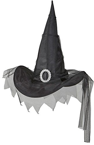 W WIDMANN MILANO Party Fashion - Hexenhut mit Tüll | Schwarze Kopfbedeckung, Kostümzubehör für Halloween, Karneval und Mottoparty