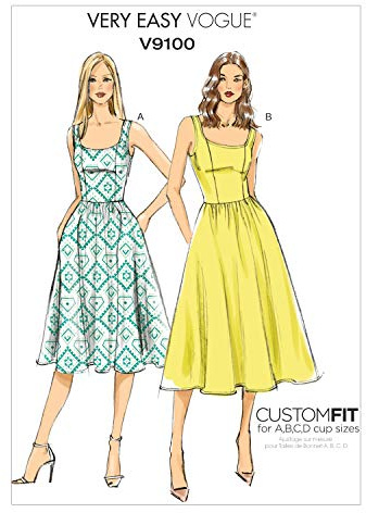 Vogue Patterns 9100 A5 Sizes 6/8/10/12/14 Misses Dress, Multi/Colour